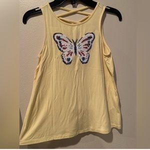 NWT, Rumi + Ryder, girls, flowy tank, sequin butterfly embellishment